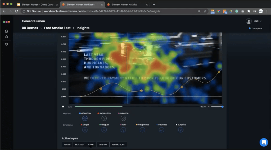 Element Human Demo Screenshot - Analytics Output - Insight Platforms