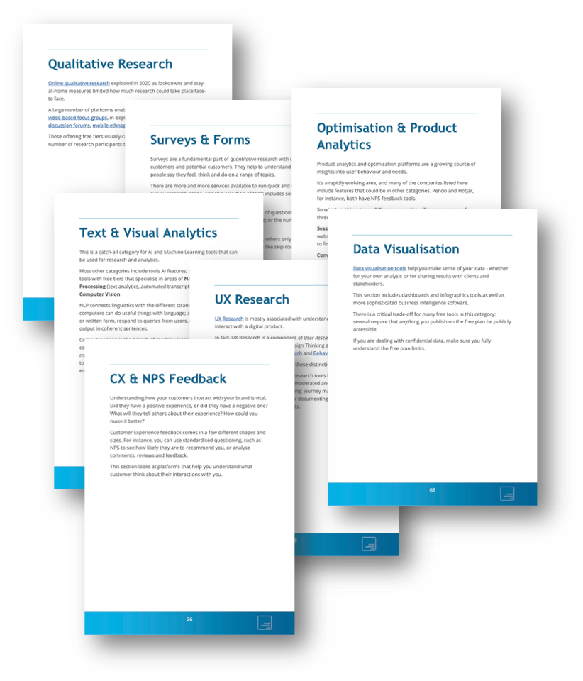 Free Research Software - Example Categories - Insight Platforms