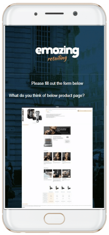 Static e-commerce product concept in mobile survey